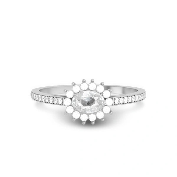 White Sapphire Platinum Ring R55