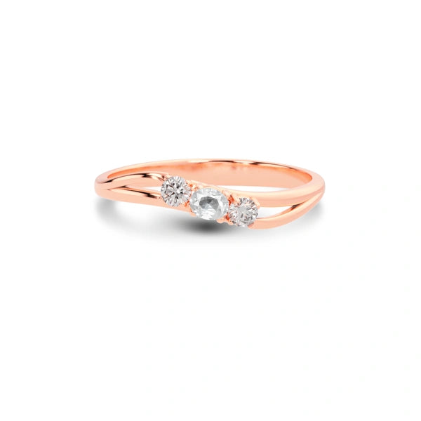 White Sapphire Rose Gold Ring R1