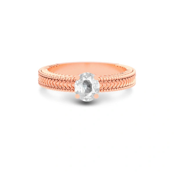 White Sapphire Rose Gold Ring R3