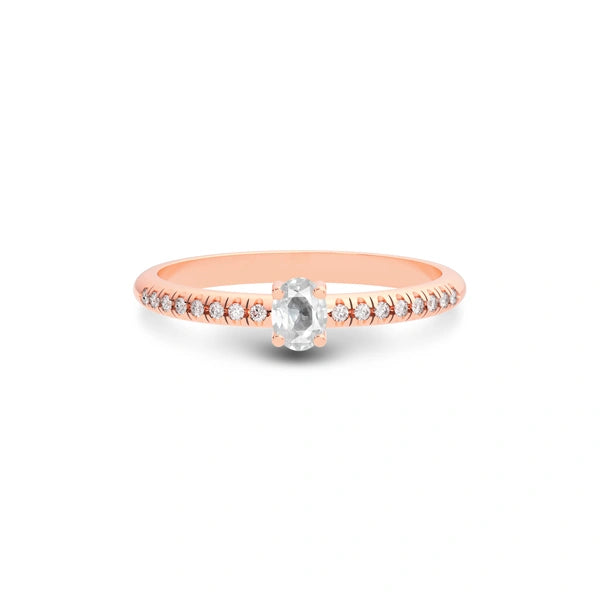 White Sapphire Rose Gold Ring R4