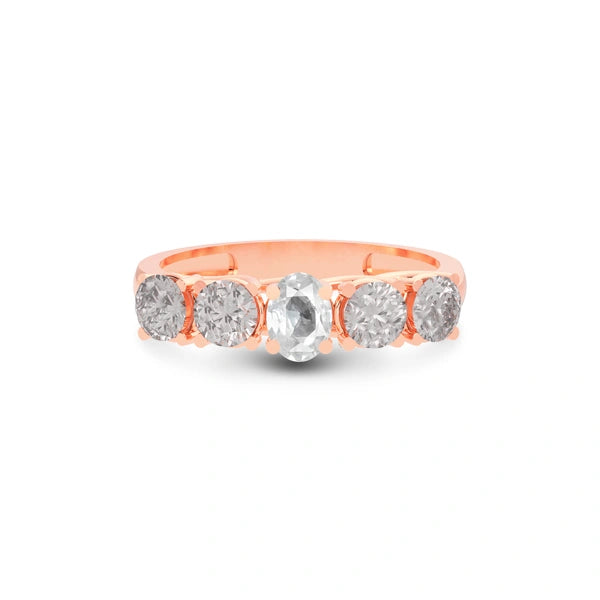 White Sapphire Rose Gold Ring R10
