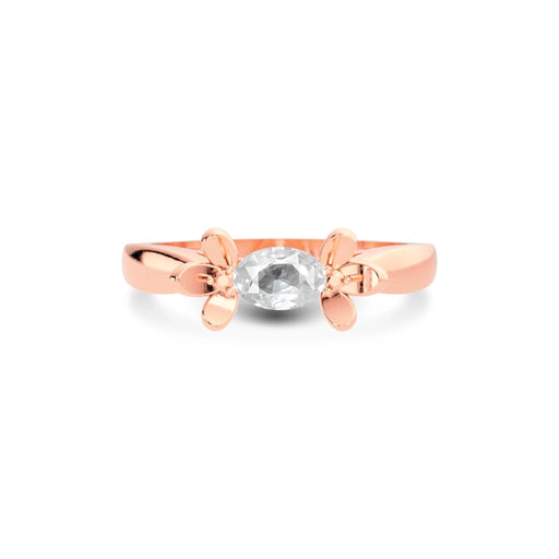 White Sapphire Rose Gold Ring R12
