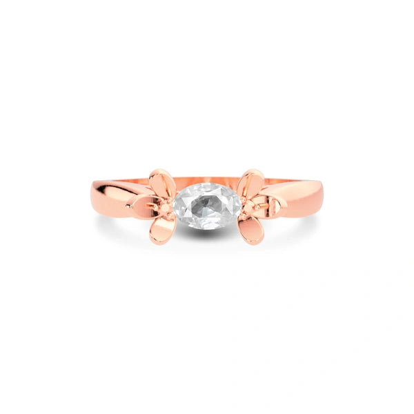 White Sapphire Rose Gold Ring R12