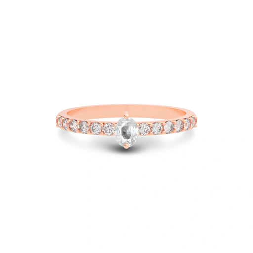 White Sapphire Rose Gold Ring R20