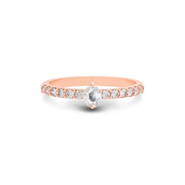 White Sapphire Rose Gold Ring R20