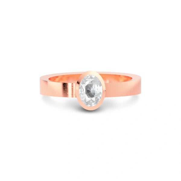 White Sapphire Rose Gold Ring R23