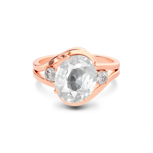 White Sapphire Rose Gold Ring R26