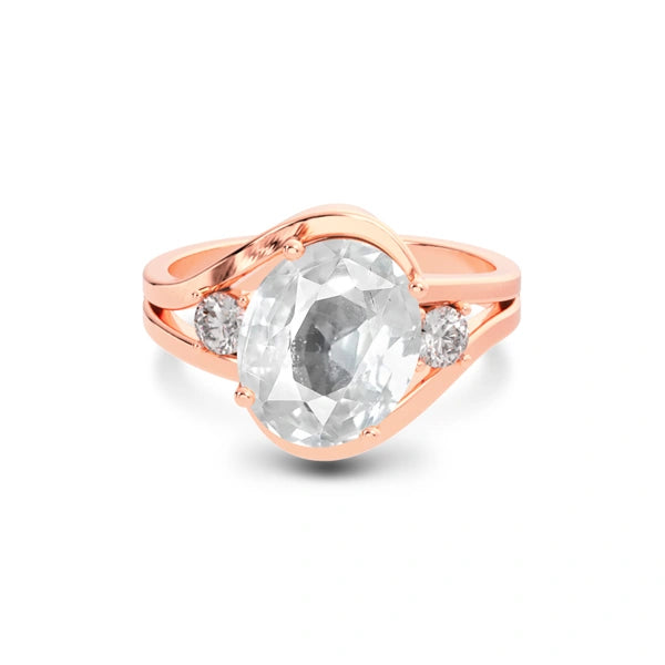 White Sapphire Rose Gold Ring R26