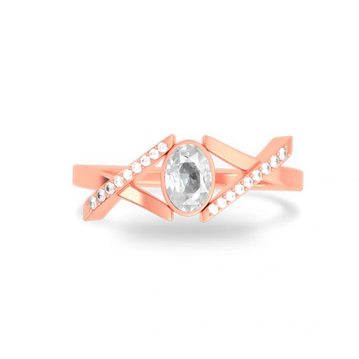 White Sapphire Rose Gold Ring R36