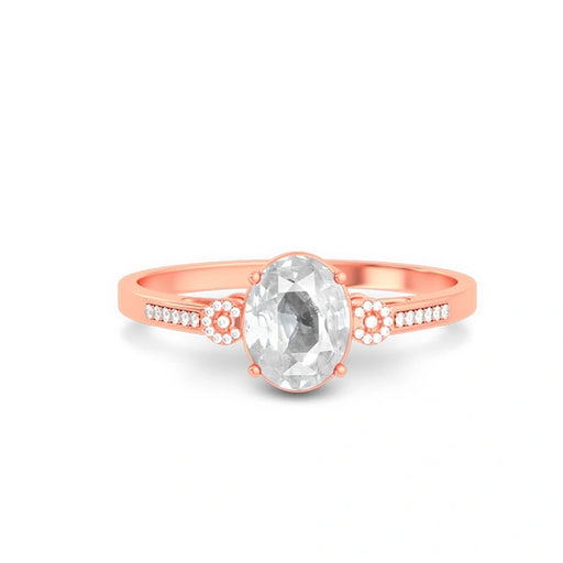 White Sapphire Rose Gold Ring R37