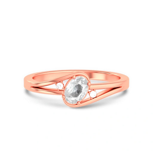 White Sapphire Rose Gold Ring R44