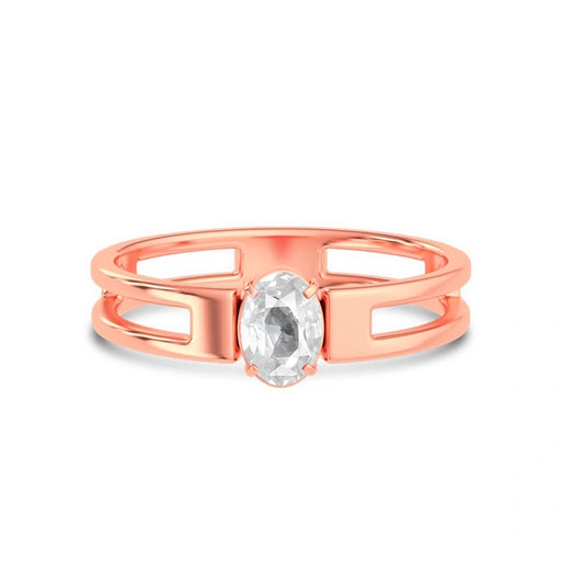 White Sapphire Rose Gold Ring R45