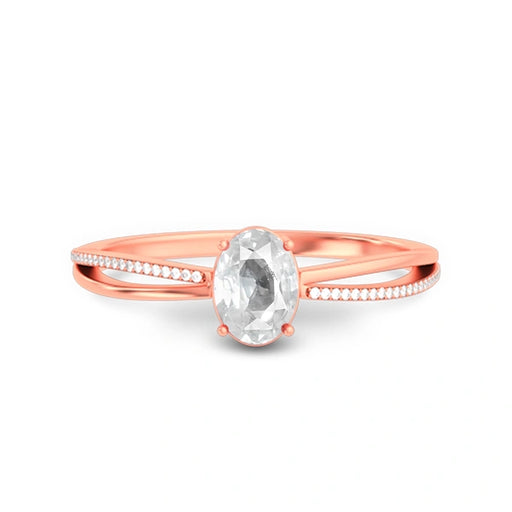 White Sapphire Rose Gold Ring R47