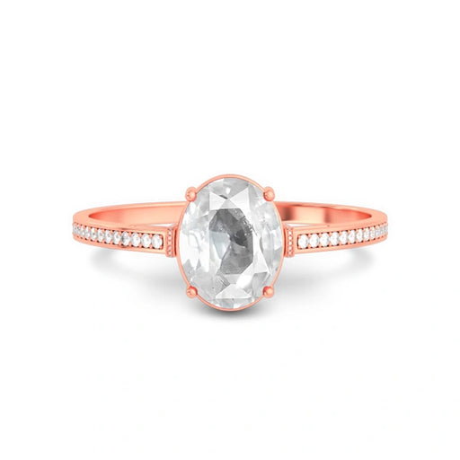 White Sapphire Rose Gold Ring R50