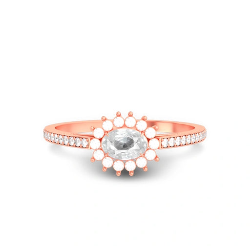 White Sapphire Rose Gold Ring R55