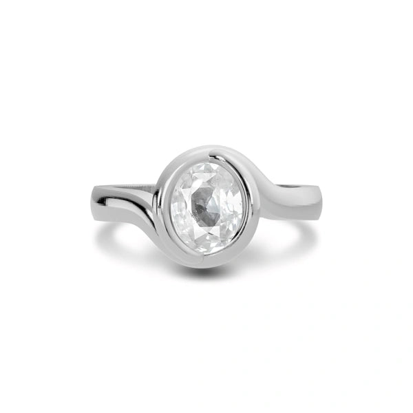 White Sapphire Sterling Silver Ring R22