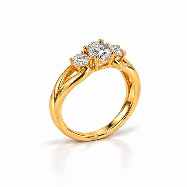 White Sapphire Gold Ring R1