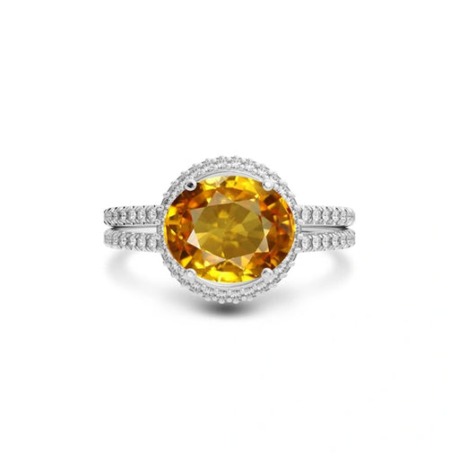 Yellow Sapphire Platinum Ring R11