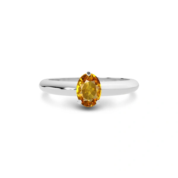 Yellow Sapphire Platinum Ring R13