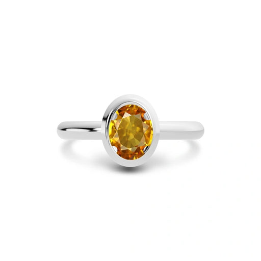 Yellow Sapphire Platinum Ring R14