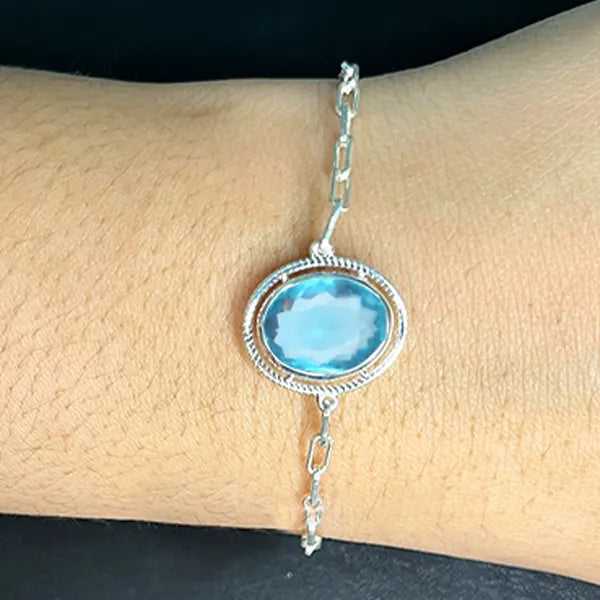 Blue Topaz Silver Rakhi - RK-2BT