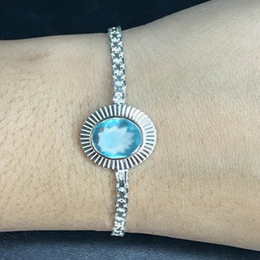 Blue Topaz Silver Rakhi - RK-3BT