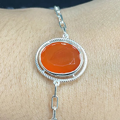 Carnelian Silver Rakhi - RK-2CL