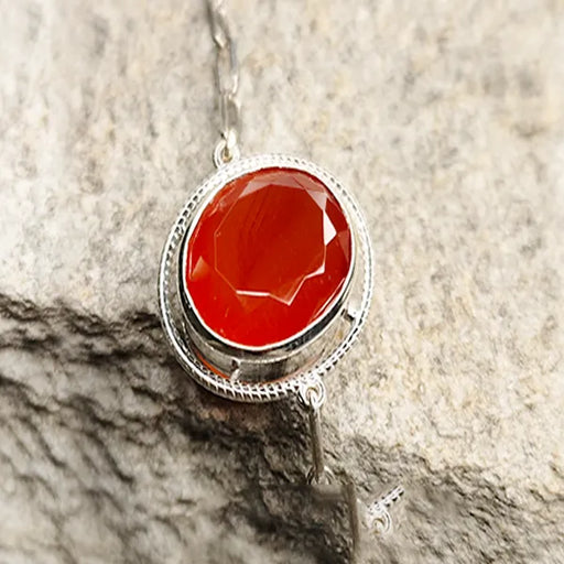 Carnelian Silver Rakhi - RK-2CL