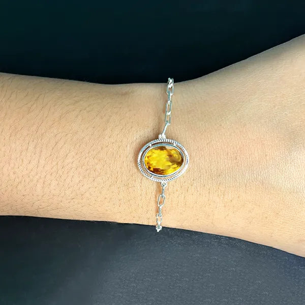Citrine Silver Rakhi - RK-2CN