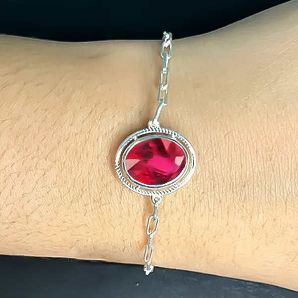 Indian Ruby Silver Rakhi - RK-2IR