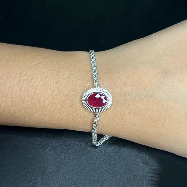 Indian Ruby Silver Rakhi - RK-3IR