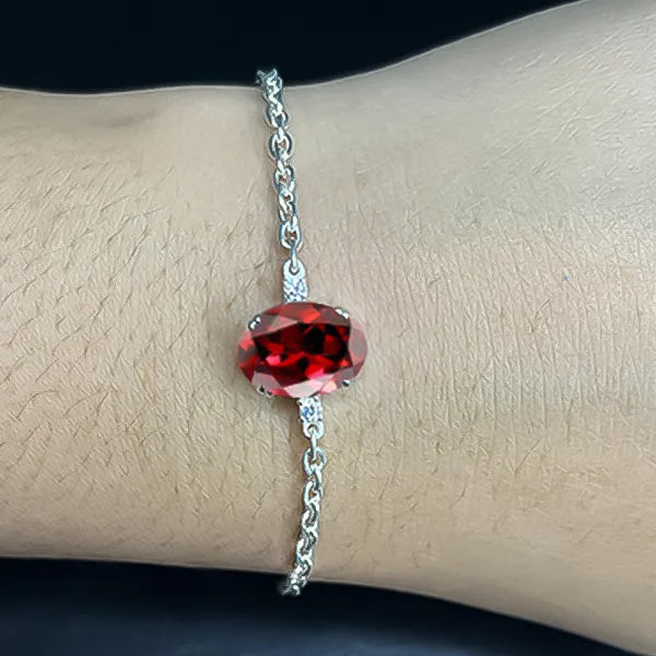 Red Garnet Silver Rakhi - RK-1RG
