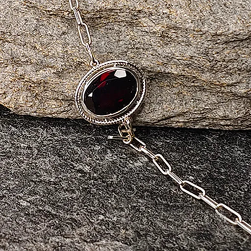Red Garnet Silver Rakhi - RK-2RG