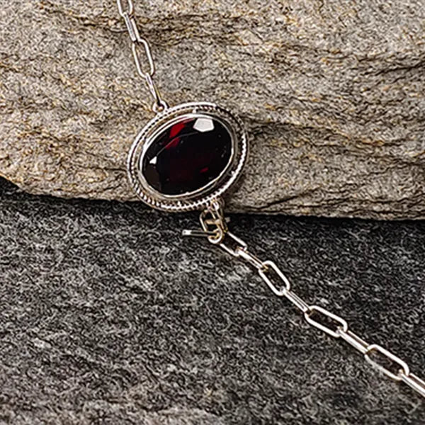 Red Garnet Silver Rakhi - RK-2RG