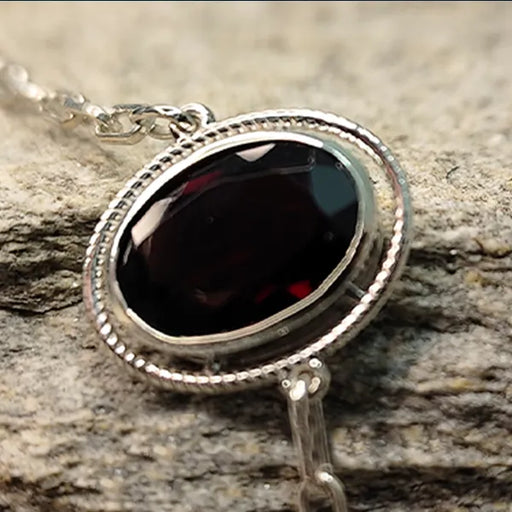 Red Garnet Silver Rakhi - RK-2RG
