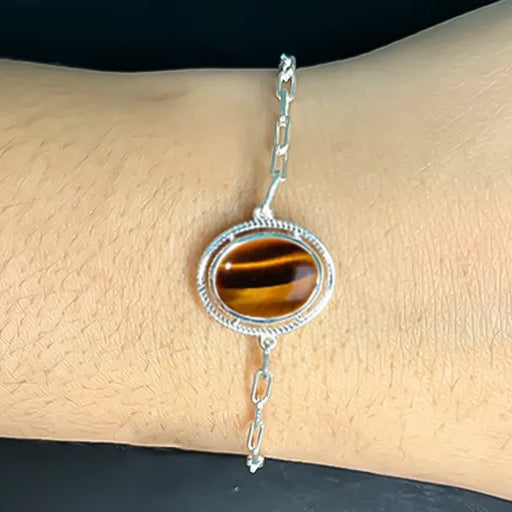 Tiger Eye Silver Rakhi - RK-2TE